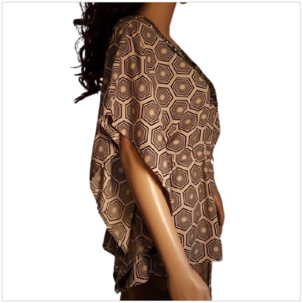 NWT Francesca's Miami Beaded Poncho Top - Picture 2 of 8